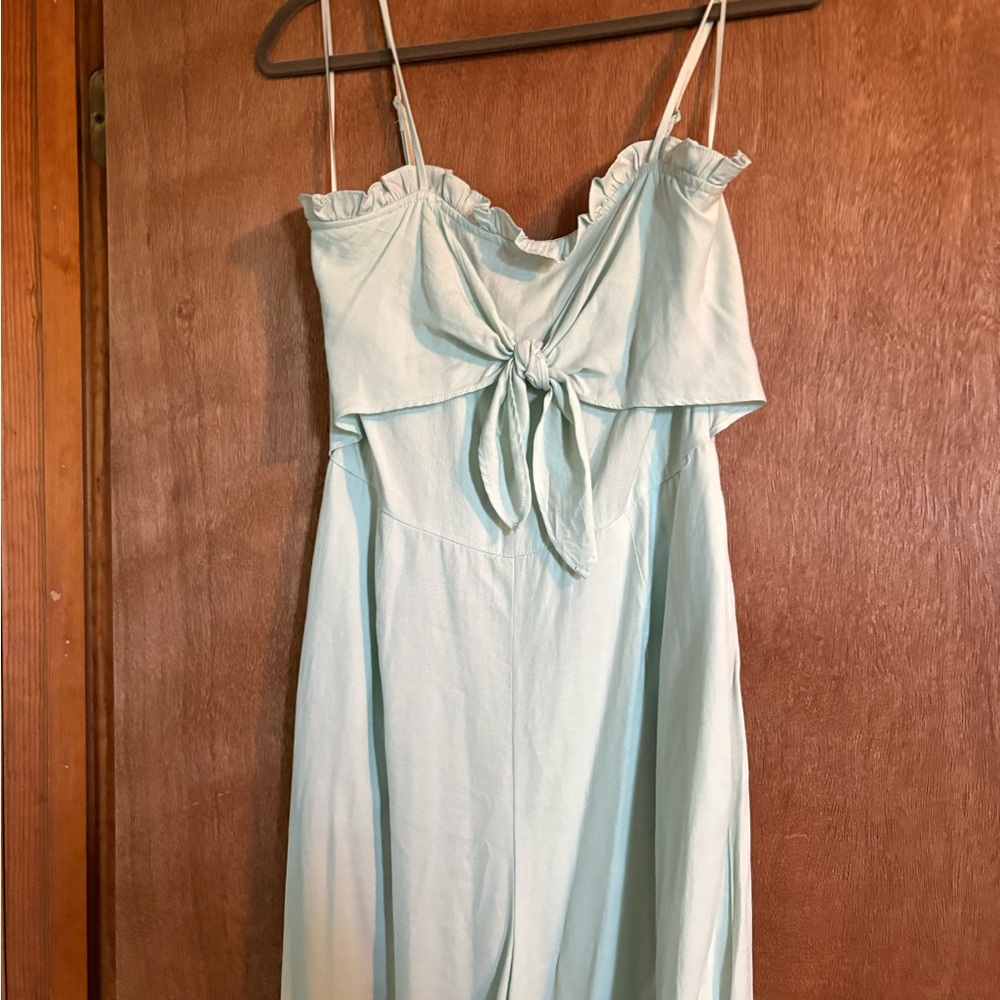 Francesca's Collections Blue Jumpsuit with Tie Waist